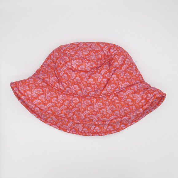 J. Crew Liberty Print PrimaLoft Puffer Bucket Hat Red Pink M/L